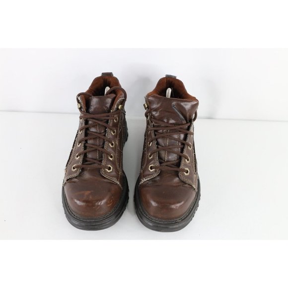Vintage Grunge Goth EDM Mens Size 9 Distressed Chunky Platform Ankle Boots Brown main image 9